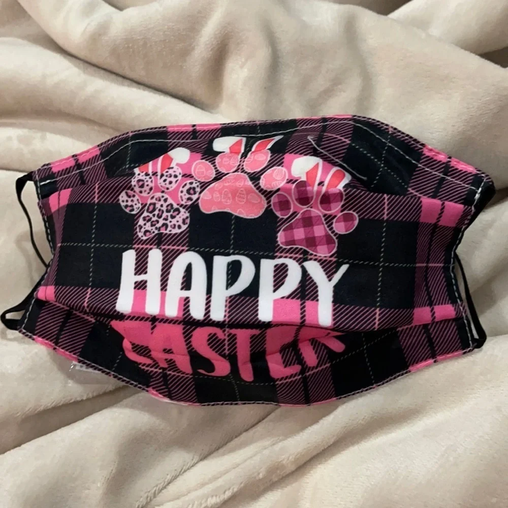 New Happy Easter paw face mask